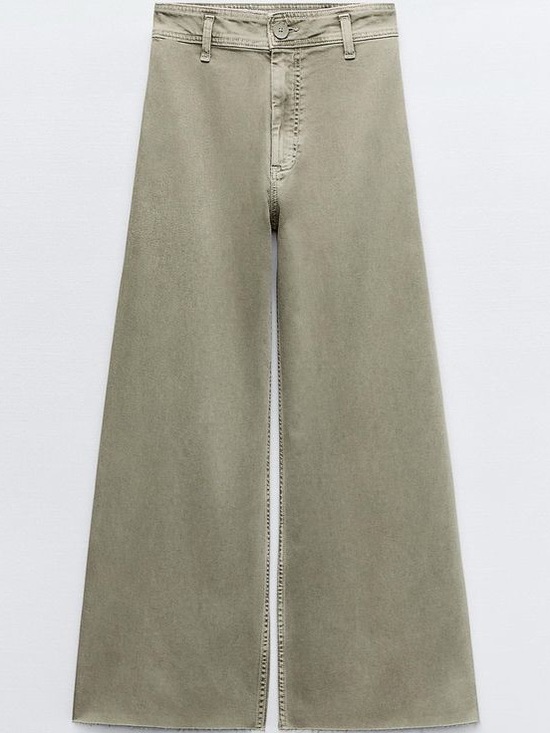 Zara Denim - Zara Marine Wide Leg Raw Hem Jeans Size 2